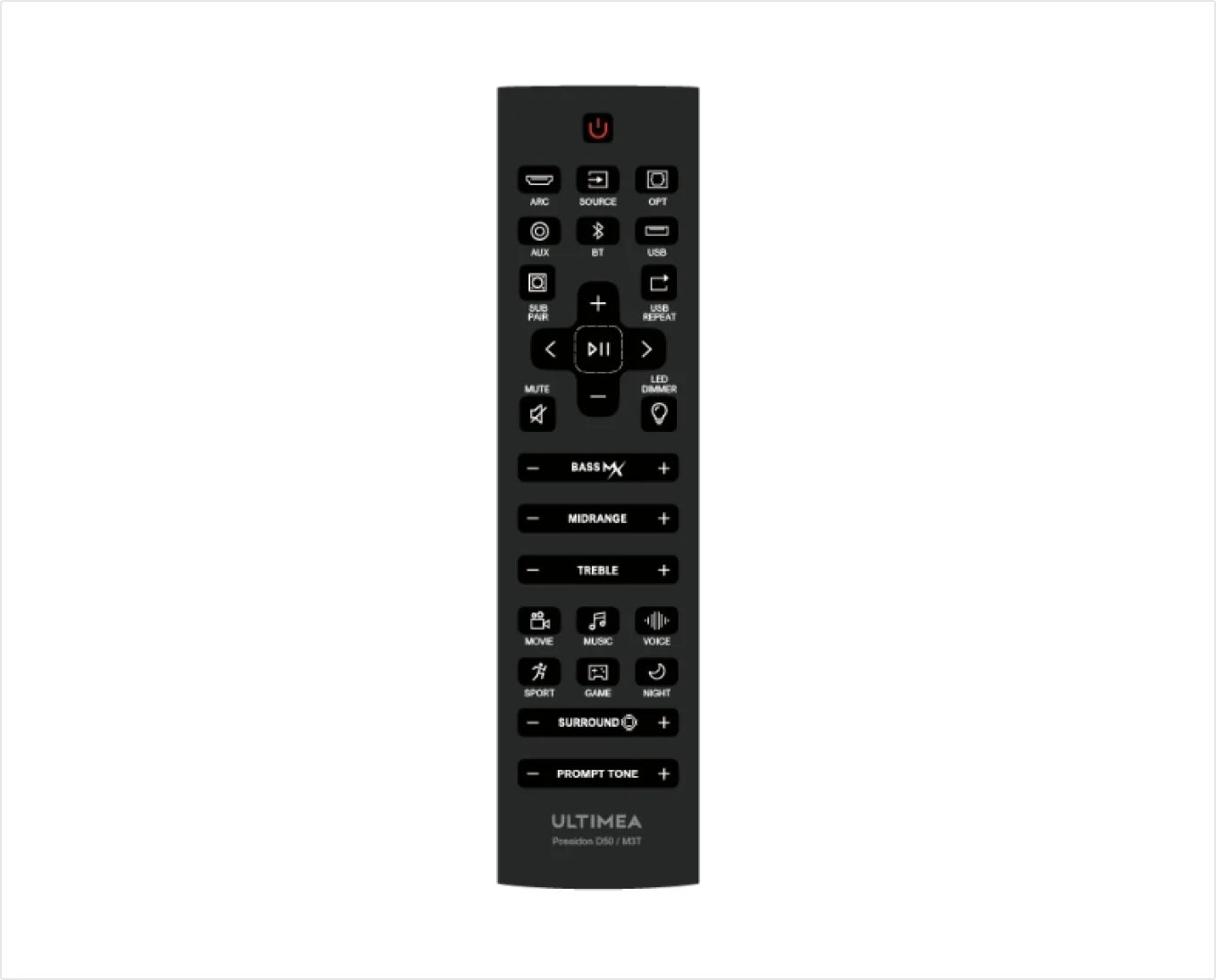 Poseidon D60 Soundbar Remote Control